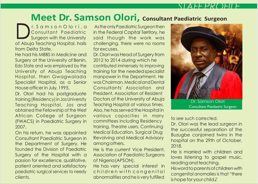 Dr Samson Olori, Consultant Paediatric Surgeon – UATH staff profile